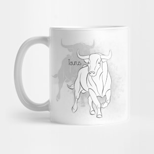 Zodiac sign Taurus - Black and white lineart Mug